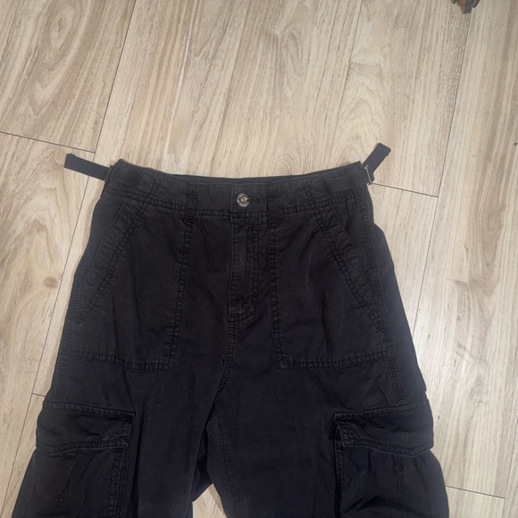 Bershka black straight cargo pants. Women’s sized 2 with adjustable waist. - Picture 2 of 4